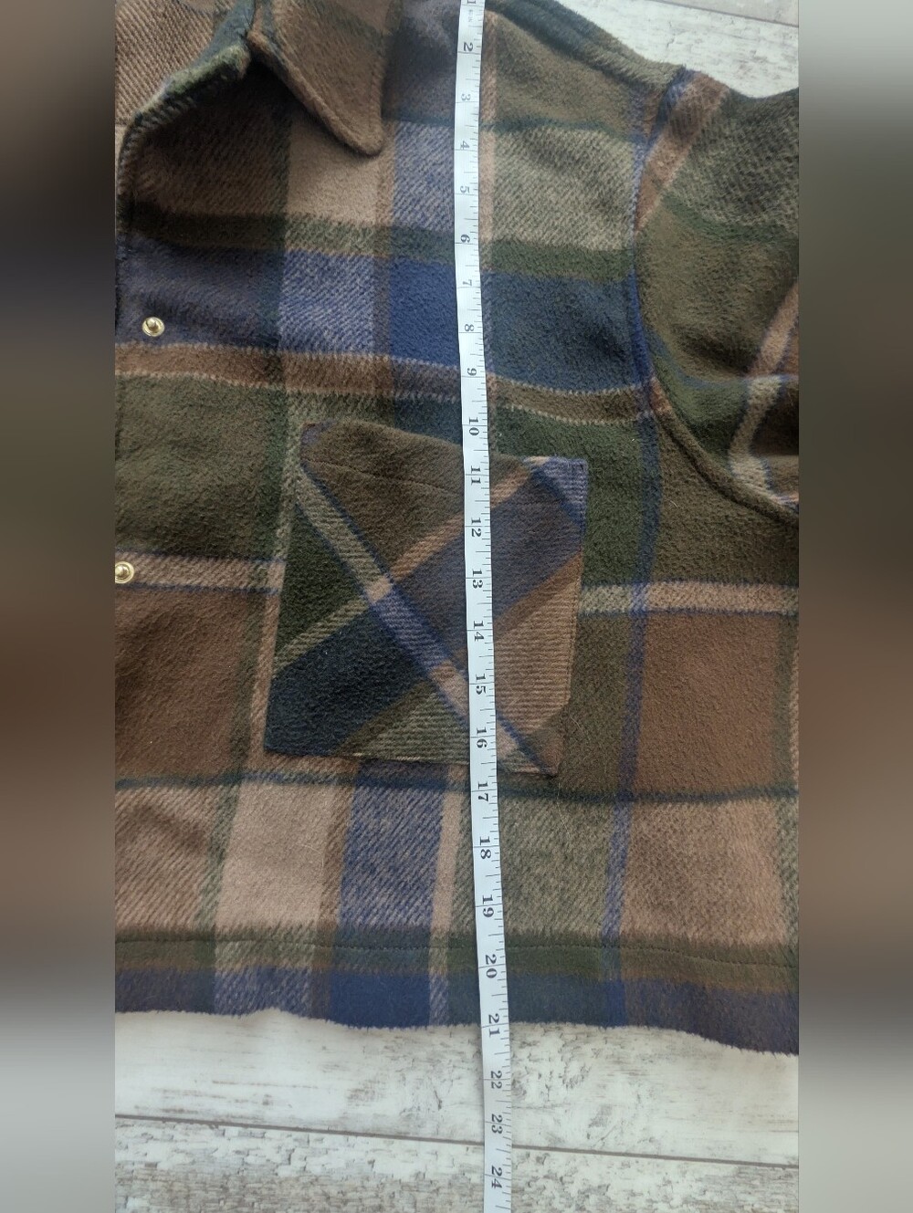 For The Republic Brown & Olive Plaid Jean Jacket Nwot - Picture 5 of 7